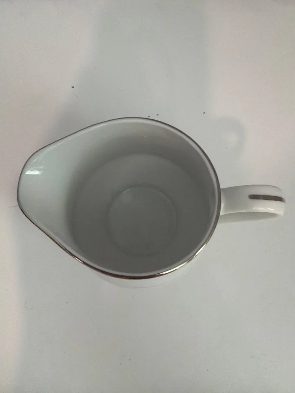 Vtg Rose China Creamer White Spanish Lace w/Silver Trim Classic Elegant Timeless